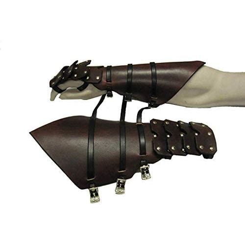  AnNafi Medieval Leather Gauntlets Arm Guards | Viking Long Hand Gloves for Men| Bracers Arm Cuffs Brown