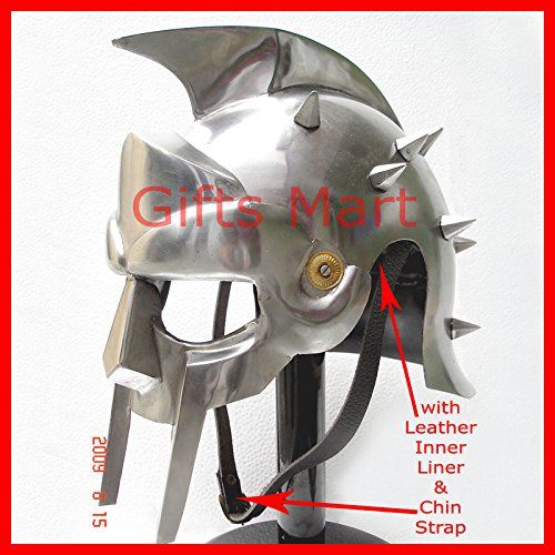  AnNafi Mens Gladiator Maximus Arena Helmet | Wearable Medieval Helmet Full Size |Halloween Party Costumes | LARP Clothings Movie Dresses w Inner Liner