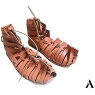 AnNafi Mens Gladiator Leather Sandal | Roman Centurian Brown Caligae|Medieval Greek Soldier Sandles| Ancient Costume Footwear