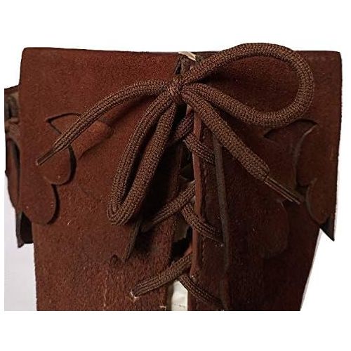  할로윈 용품AnNafi Medieval Brown Leather Boots | Mens Side Lace Knee High Boots | Renaissance Inspired Loafer Boot| Halloween Caribbean Pirate Costume Boots | Re-Enactment Viking Mens Shoes|