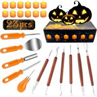 [아마존베스트]AnNido Halloween Pumpkin Carving Kit, 11 Pieces Professional Pumpkin Cutting Supplies Tools with 12 Pumpkin LED Candles, Stainless Steel Jack-O-Lanter Carving Knife Set for Halloween Deco