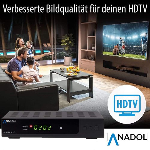  Anadol HD 202c Plus PVR Recording Function Timeshift, Digital Full HD 1080p Cable Receiver for Digital Cable TV (HDTV, DVB C / C2, HDMI, SCART, Media Player, USB 2.0)