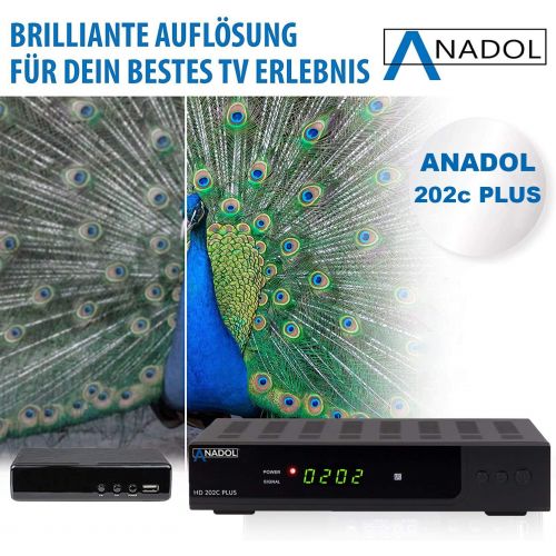  Anadol HD 202c Plus PVR Recording Function Timeshift, Digital Full HD 1080p Cable Receiver for Digital Cable TV (HDTV, DVB C / C2, HDMI, SCART, Media Player, USB 2.0)