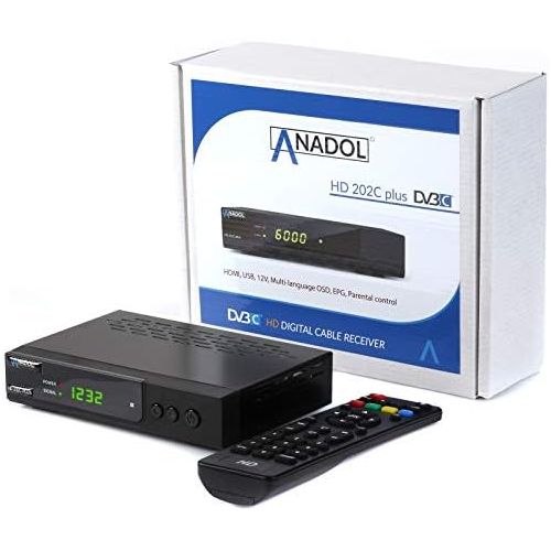  Anadol HD 202c Plus Digital Full HD 1080p Cable Receiver [Switch Analogue to Digital] (HDTV, DVB C / C2, HDMI, SCART, Coaxial, Media Player, USB 2.0) Includes HDMI Cable & WLAN U