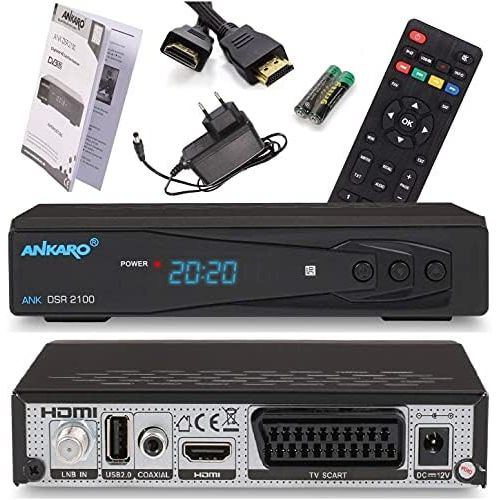  Anadol Ankaro 2100 DSR HD Satellite Receiver with PVR Recording Function & AAC LC Audio Enabled, UNICABLE, HDMI, USB Media Player, DVBS2 Receiver for Satellite Satellites, Astra Hotbird P