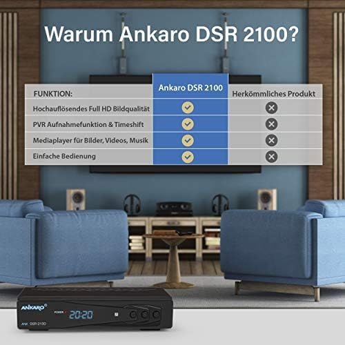  Anadol Ankaro 2100 DSR HD Satellite Receiver with PVR Recording Function & AAC LC Audio Enabled, UNICABLE, HDMI, USB Media Player, DVBS2 Receiver for Satellite Satellites, Astra Hotbird P