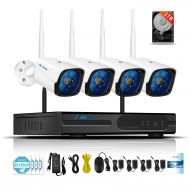 Anakk 4 Channel Wireless Security Camera System CCTV NVR Kit HD 1080P Bullet IP Cameras Waterproof Outdoor Indoor Home Surveillance Motion Detection Remote View(NO Hard Drive)