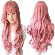 Anangel Anogol Free Hair Cap + 32 80cm Long Wavy Hair Vocaloid Fluttershy Wig Womens Pink Party Wigs