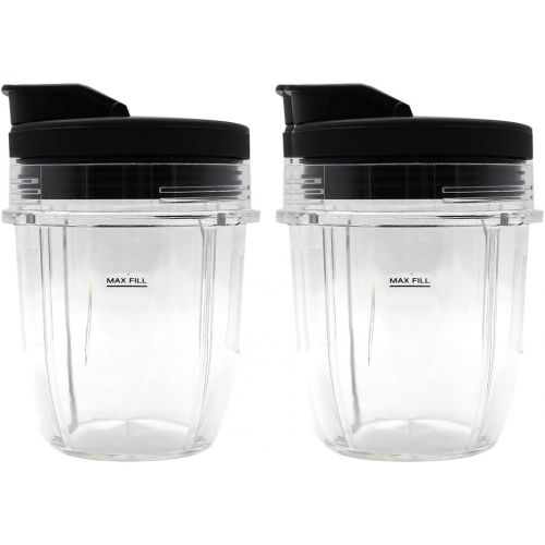  Anbige 2 Packs Replacement Parts Cup with lid, Compatible with Nutri Ninja Blenders BL480 BL482 BL642 NN102 BL682 BL450 BL2013 (2 12oz cup with lid)