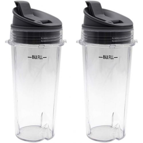  Anbige Replacement Parts for Ninja Blender, 16oz Cup with Lid Compatible with Ninja BL770 BL660 BL810 QB3000 All Pro 4 Tab Blenders (2 cups + 2 sip&seal lids)