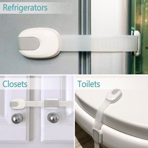  Child Safety Locks | Anbo Baby Safety Locks for Fridge,Drawers,Cabinet,Toilet seat and Oven with Adjustable Strap and Latch System-6 Packs