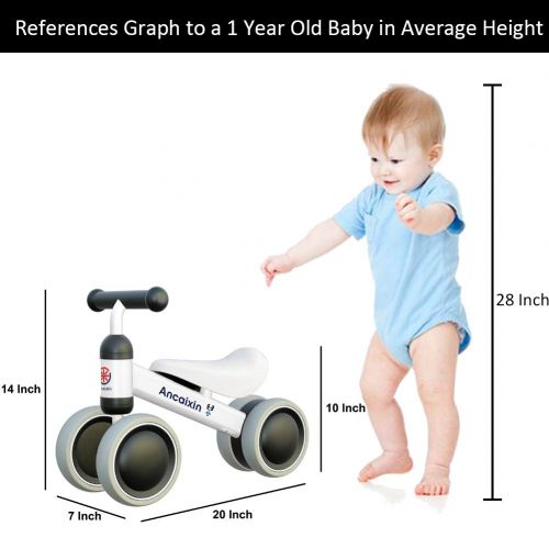  Ancaixin Baby Balance Bikes Bicycle Children Walker 10 Month -24 Months Toys for 1 Year Old No Pedal Infant 4 Wheels Toddler First Birthday Gift