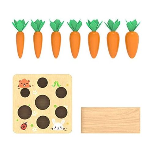  Ancaixin Montessori Toys for Babies 6-12 Months, Wooden Toys for 1 Year Old Boys and Girls, Educational Carrot Harvest Toy for Toddlers, Shape Sorting Matching Puzzle, Developmental Birthday Gifts