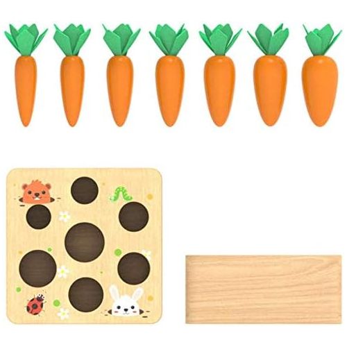  Ancaixin Wooden Toys for 1 2 3 Years Old Boys and Girls Montessori Size Sorting & Counting Puzzle Game Carrots Harvest Developmental Gifts for Fine Motor Skill