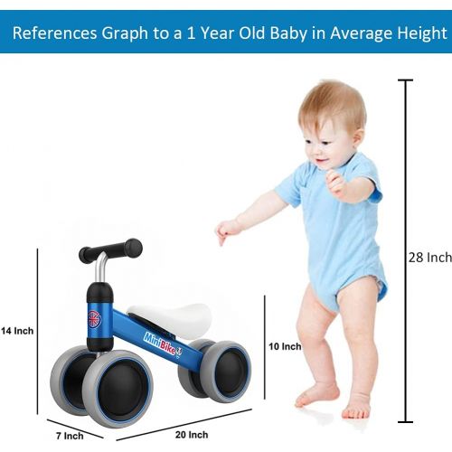  Ancaixin Baby Balance Bikes 10-24 Month Toddler Walker Toys for 1 Year Old Boys Girls No Pedal Infant 4 Wheels Bicycle Best First Birthday New Year Holiday