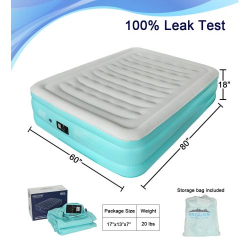  Ancaixin Updated Queen Air Mattress with Built-in Pump, Full Size Camping Airbed, Self Inflating Raised Comfort Guest Bed with Storage Bag and Repair Patches, 80 x 60 x 18 inches A
