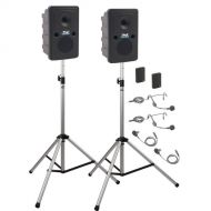 Anchor Audio GG-DP2-AIR-BB Go Getter Portable Sound System Deluxe AIR Package 2 with Two Wireless Bodypack Transmitters and Wireless Companion Speaker & Speaker Stands (2 x Lavalier Mics, 2 x Headset Mics, 1.9 GHz)