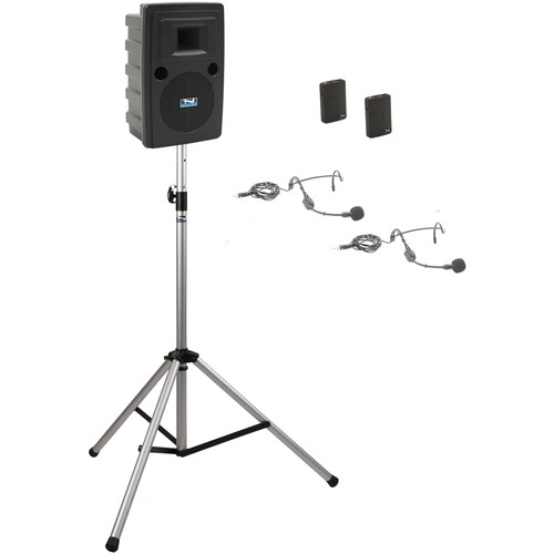 Anchor Audio Liberty System 2 with Two Beltpacks, Two Headband Mics, and Stand