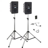 Anchor Audio GG-DP1-B Go Getter Portable Sound System Deluxe Package 1 with One Wireless Bodypack Transmitter and Unpowered Companion Speaker & Speaker Stands (1 x Lavalier Mic, 1 x Headset Mic, 1.9 GHz)
