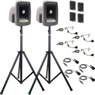 Anchor Audio MEGA-DP4-AIR-BBBB MegaVox 2 Deluxe AIR PA, Wireless Companion Speaker, 2 Stands, 4 Wireless Bodypacks with 4 Lapel/Headset Mics