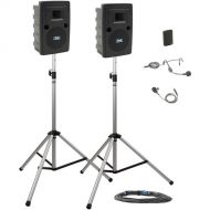 Anchor Audio LIB-DP1-B Liberty Deluxe Package 1 Portable Bluetooth PA System with Bodypack Transmitter, Unpowered Companion Speaker, and Speaker Stands (1 x Lavalier Mic, 1 x Headset Mic, 1.9 GHz)