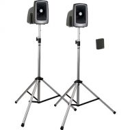 Anchor Audio MEGA-DP1-AIR-B MegaVox 2 Deluxe AIR PA, Wireless Companion Speaker, 2 Stands, and Wireless Lapel/Headband Mics