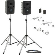 Anchor Audio LIB-DP2-BB Liberty Deluxe Package 2 Portable Bluetooth PA System with Two Bodypack Transmitters, Unpowered Companion Speaker, and Speaker Stands (2 x Lavalier Mics, 2 x Headset Mics, 1.9 GHz)