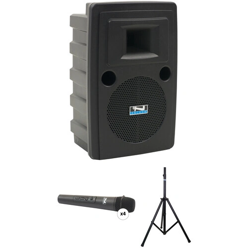 Anchor Audio Liberty Quad Package with Four Handheld Microphones & Speaker Stand