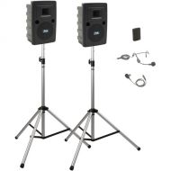 Anchor Audio LIB-DP1-AIR-B Liberty Deluxe AIR Package 1 Portable Bluetooth PA System with AIR Transmitter, Bodypack Transmitter, Wireless Companion Speaker, and Speaker Stands (1 x Lavalier Mic, 1 x Headset Mic, 1.9 GHz)