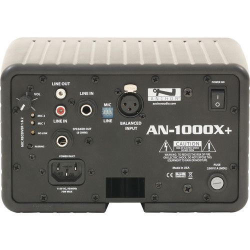  Anchor Audio AN-1000XU2+ Speaker Monitor with Dual-Channel Wireless Receiver (Black)