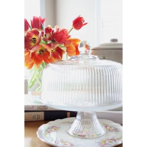  Anchor Hocking Monaco Cake Set, STD, Crystal