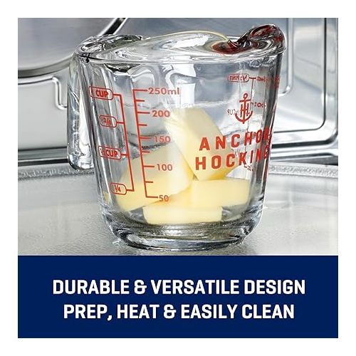  Anchor Hocking Glass Measuring Cups, 4 Piece Set (5 Ounce, 1 Cup, 2 Cup, 4 Cup liquid measuring cups)