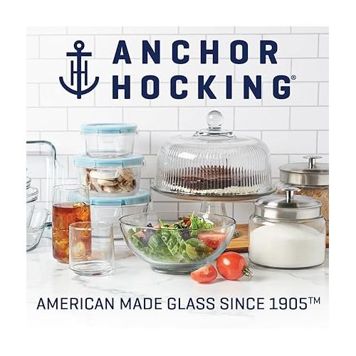  Anchor Hocking 12 Piece Glass Storage Containers with Lids (6 Glass Food Storage Containers & 6 Red SnugFit Lids)