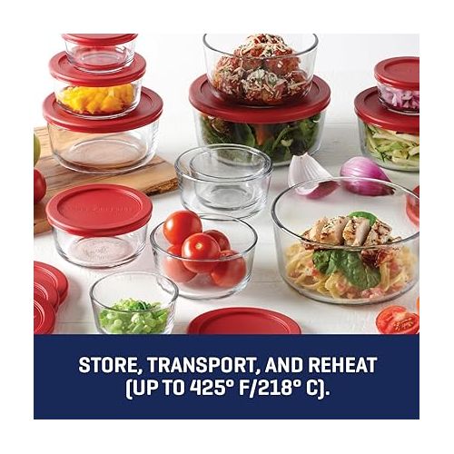  Anchor Hocking 26 Piece Glass Storage Containers with Lids (13 Glass Food Storage Containers & 13 Red SnugFit Lids)