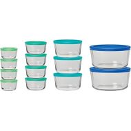 Anchor Hocking 26 Piece Glass Storage Containers with Lids (13 Glass Food Storage Containers & 13 Mixed Blue SnugFit Lids)