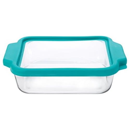  [아마존베스트]Anchor Hocking 8-InchSquare Glass Baking Dish with Teal TrueFit Lid - 91769TFT