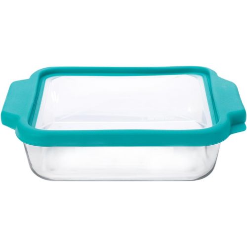  [아마존베스트]Anchor Hocking 8-InchSquare Glass Baking Dish with Teal TrueFit Lid - 91769TFT