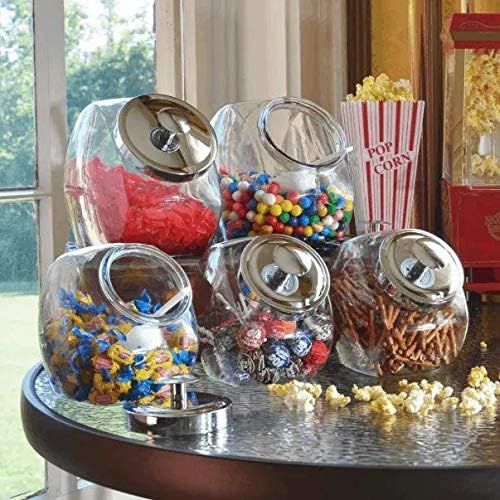  Anchor Hocking Glass Penny Candy Jar with Chrome Cover, 1/2 Gallon