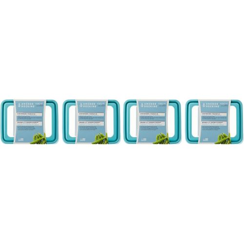  Anchor Hocking TrueSeal Glass Food Storage Containers with Mineral Blue Airtight Lids, 6 Cup Rectangle, Set of 4: Kitchen & Dining