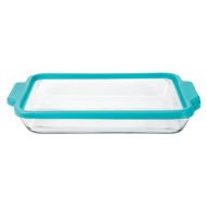 Anchor Hocking 3-Quart Glass Baking Dish with Teal TrueFit Lid: Kitchen & Dining
