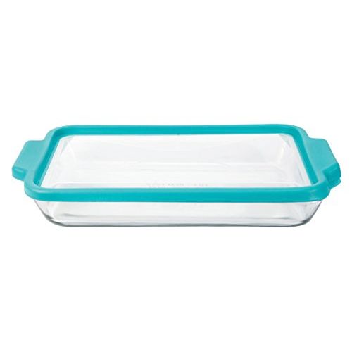  Anchor Hocking 3-Quart Glass Baking Dish with Teal TrueFit Lid: Kitchen & Dining