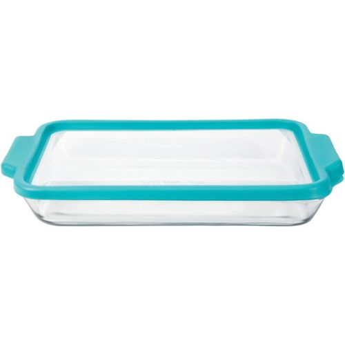  Anchor Hocking 3-Quart Glass Baking Dish with Teal TrueFit Lid: Kitchen & Dining