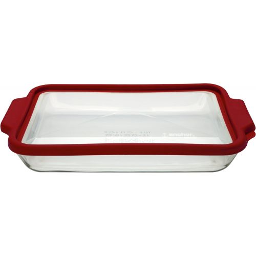  Anchor Hocking 3-quart Glass Baking Dish with Airtight TrueFit Lid, Cherry Red, Set of 1: Kitchen & Dining