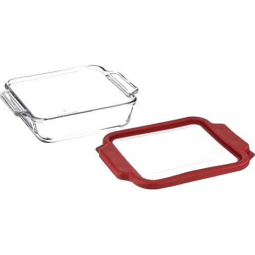  Anchor Hocking 8-InchSquare Glass Baking Dish with TrueFit Cherry Lid -