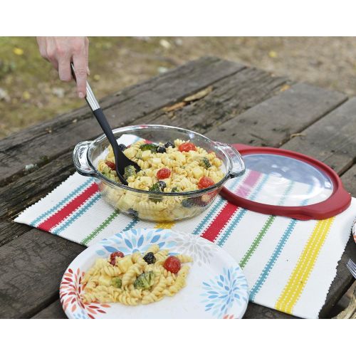  Anchor Hocking TrueFit Bakeware Glass Casserole Dish with Cover and Storage Lid, Cherry, 3-Piece Set