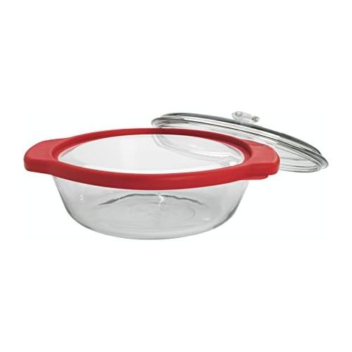  [아마존베스트]Anchor Hocking TrueFit Bakeware Glass Casserole Dish with Cover and Storage Lid, Cherry, 3-Piece Set