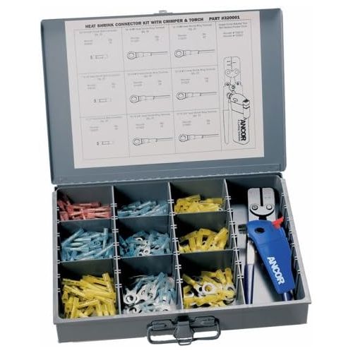  Ancor 320001 Marine Grade Electrical Heat Shrink Connector Kit with Crimper and Mini Torch (257-Piece) (257-Pack)