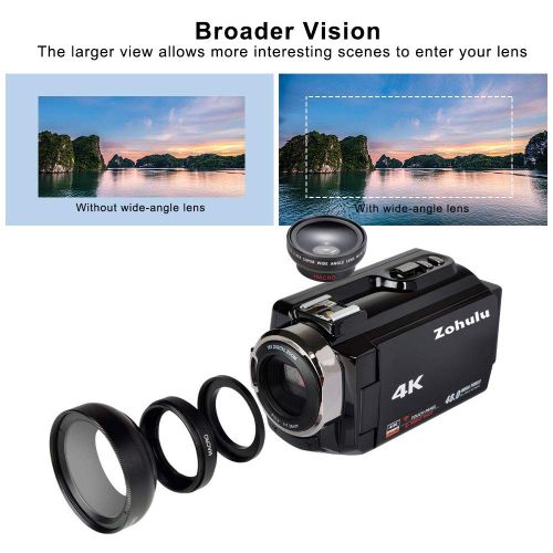  Ancter 4K Camcorders, 48MP Ultra HD WiFi Video Cameras with IR Night Vision, 3.0 inch Touchscreen Digital Camcorder with Enhanced External Microphone and Wide Angle Lens (2 Batteries Incl