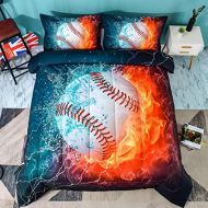 [아마존베스트]Andency 3D Baseball Comforter Twin(66x90 Inch), 2 Pieces(1 Baseball Comforter, 1 Pillowcase) Sport Microfiber Baseball Quilt Comforter Set Bedding Set for Boy Kids, Teen