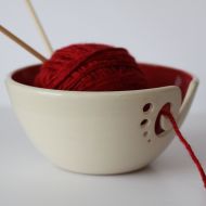 Andersenpottery Red Yarn Bowl / Knitting Bowl / Crochet Bowl / Red and White Yarn Bowl / 6 1/4 inch Yarn Bowl / Made To Order